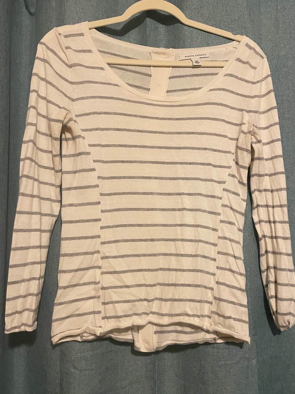 Banana Republic Cream Striped Long-Sleeve Top